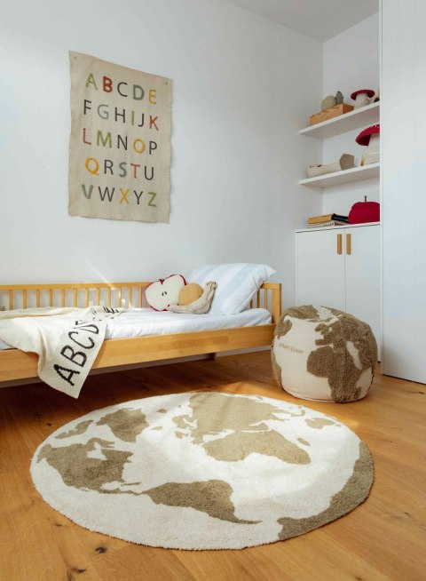 Dywan Bawełniany RugCycled Mapa Świata, Ø 120 cm, Lorena Canals