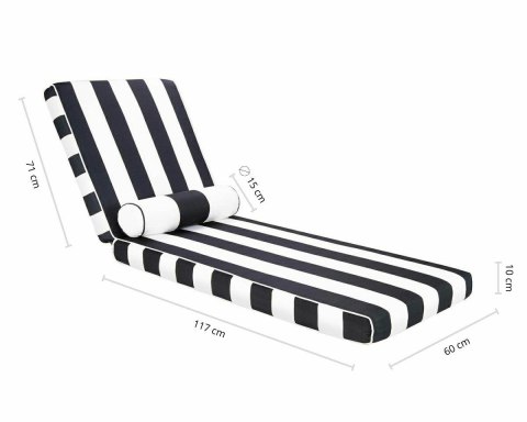 King Home Materac ogrodowy AZURE z poduszką biało-czarny