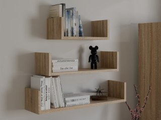 Regał Ścienny Wiszący MOBI 3P DĄB SONOMA