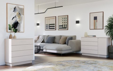 Komoda AMBER 1D4S Szafka 1 Drzwi 4 Szuflady Do Sypialni Salonu KASZMIR Beż