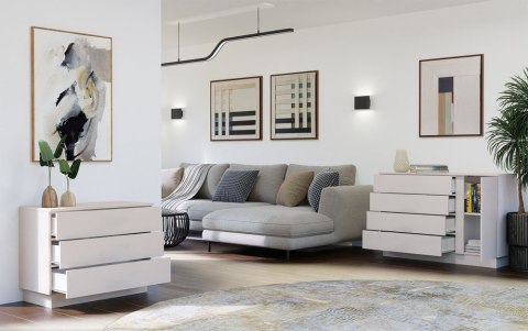 Komoda AMBER 3S Szafka 3 Szuflady Do Sypialni Salonu KASZMIR Beż