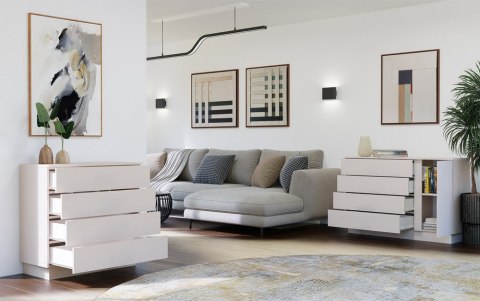 Komoda AMBER 4S Szafka 4 Szuflady Do Sypialni Salonu KASZMIR Beż