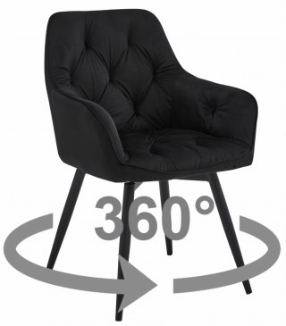 Krzesło JORK360 - czarny aksamit / nogi czarne x 1