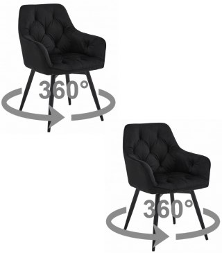 Krzesło JORK360 - czarny aksamit / nogi czarne x 2