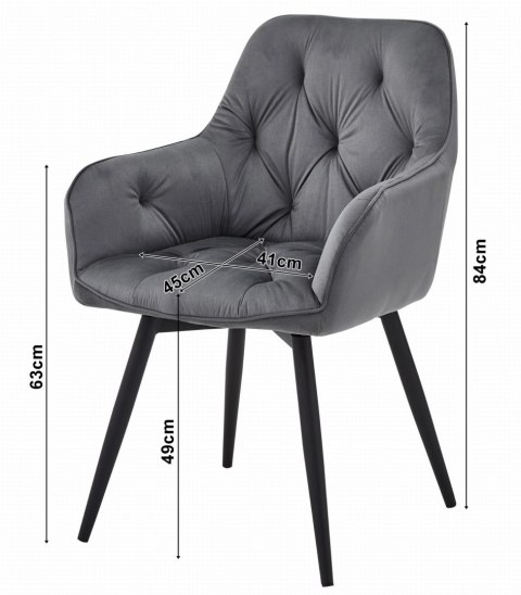 Krzesło JORK360 - czarny aksamit / nogi czarne x 2