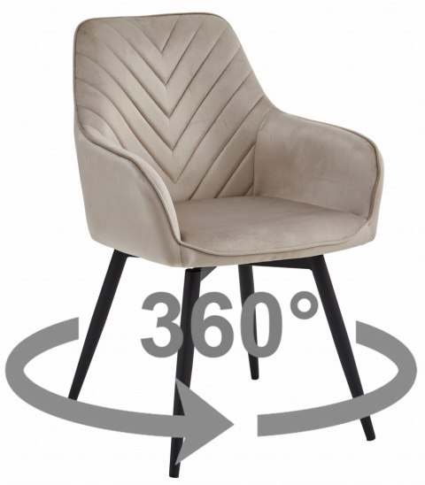 Krzesło NANA360 - ciemny beż aksamit / nogi czarne x 1