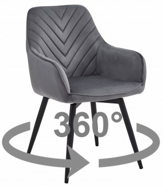 Krzesło NANA360 - ciemny szary aksamit / nogi czarne x 2