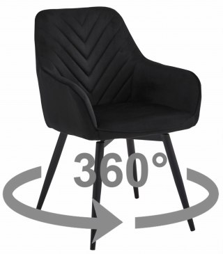 Krzesło NANA360 - czarny aksamit / nogi czarne x 1