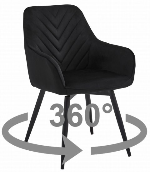 Krzesło NANA360 - czarny aksamit / nogi czarne x 1