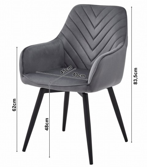 Krzesło NANA360 - czarny aksamit / nogi czarne x 1