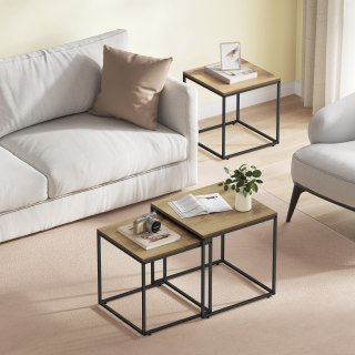 Stolik kawowy kwadrat 2szt - dąb / nogi czarne