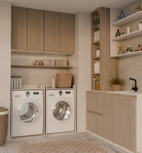 Szafka Łazienkowa Na Pralkę POLA NP KASZMIR Beż Półka Regał Do Łazienki