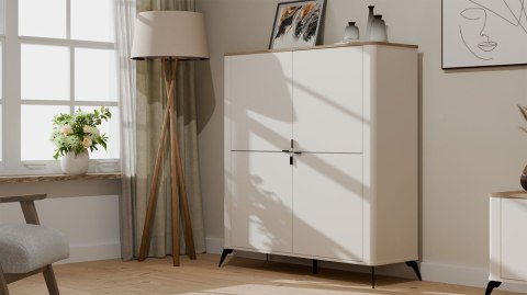 Komoda CORDOBA 4D Kaszmir Beż Dąb Castello Szafka 4 Drzwi 8 Półek Salon
