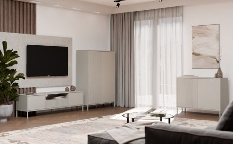 Komoda KAMARO 2D SLIM/GŁADKI KASZMIR Lamele Front Ryflowany + Klasyczny