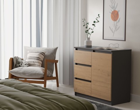 Komoda Malwa 1D3S ANTRACYT DĄB ARTISAN