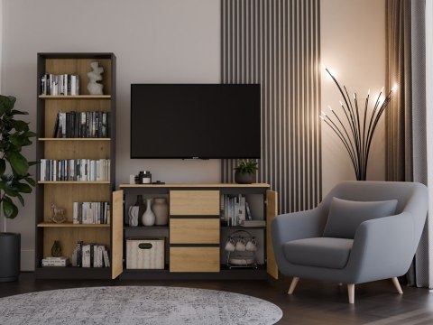 Komoda Malwa 2D3S/BA ANTRACYT DĄB ARTISAN