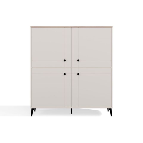 Komoda POINT 4D Kaszmir Beż Dąb Castello Szafka 4 Drzwi 8 Półek Do Salonu