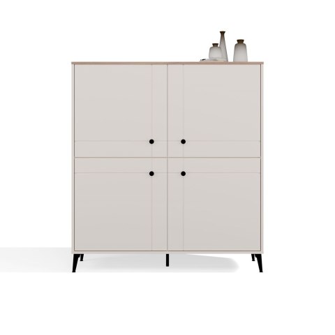 Komoda POINT 4D Kaszmir Beż Dąb Castello Szafka 4 Drzwi 8 Półek Do Salonu