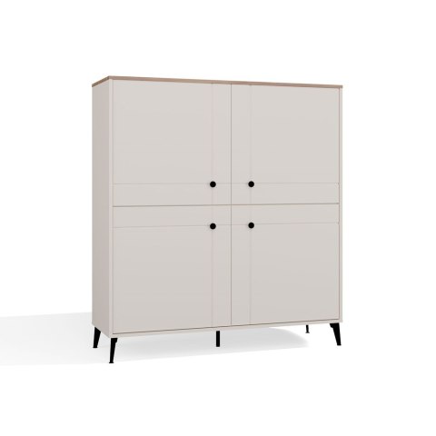 Komoda POINT 4D Kaszmir Beż Dąb Castello Szafka 4 Drzwi 8 Półek Do Salonu