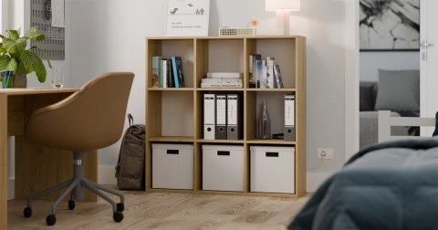 REGAŁ MALAX 3x3 H DĄB ARTISAN ZABUDOWANY TYŁ HDF PÓŁKI 110x110 CM