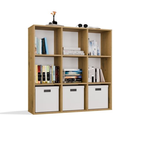 REGAŁ MALAX 3x3 H DĄB ARTISAN ZABUDOWANY TYŁ HDF PÓŁKI 110x110 CM