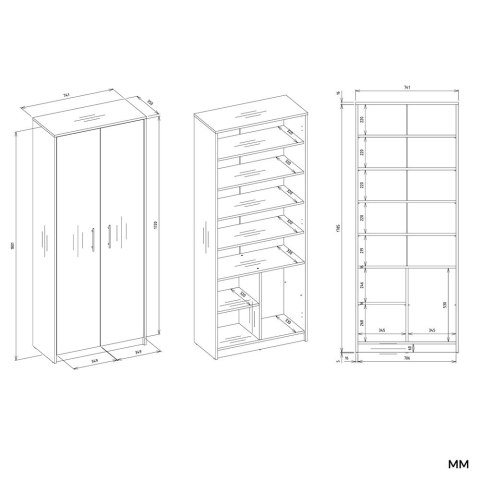 Regał Biurowy OLIV 2D 2 Drzwi Do Biura Do Gabinetu Salonu DĄB ARTISAN BIEL