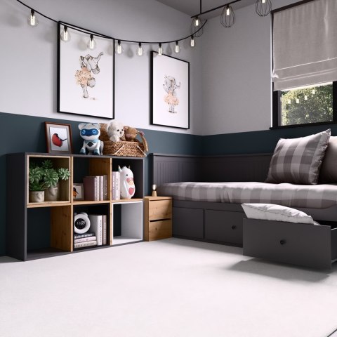 Regał Malax 2X3 ANTRACYT DĄB ARTISAN