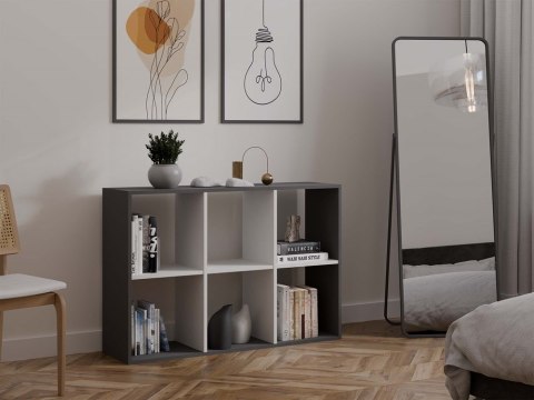 Regał Malax 2X3 ANTRACYT BIAŁY