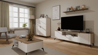 Stolik Kawowy Ława CORDOBA Kaszmir Beż Dąb Castello 2 Szuflady Do Salonu