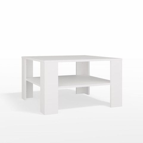 Stolik Kawowy Z Półką Pod Blatem SQUARE BIAŁY Ława Do Salonu Pokoju