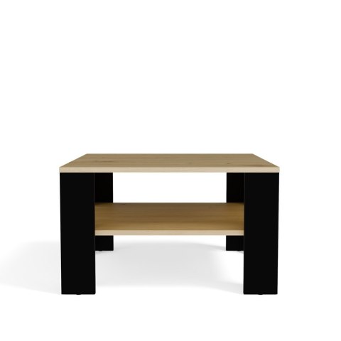 Stolik Kawowy Z Półką Pod Blatem SQUARE DĄB ARTISAN CZARNY Ława Do Salonu Pokoju