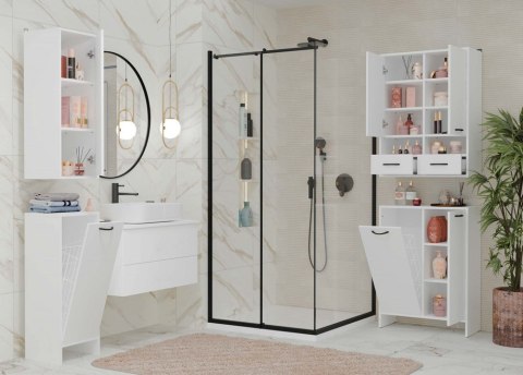 Szafka Łazienkowa NINA 1K BIAŁA 1 Kosz Na Pranie Regał Słupek Do Łazienki