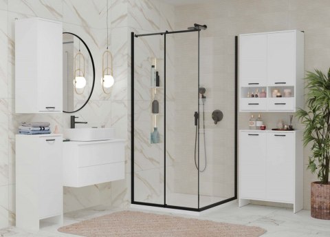 Szafka Łazienkowa NINA 1K BIAŁA 1 Kosz Na Pranie Regał Słupek Do Łazienki