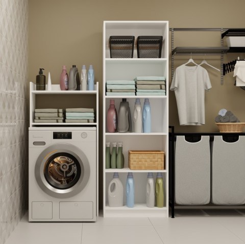 Szafka Łazienkowa NINA NP BIAŁA Na Pralkę Regał Słupek 2 Półki Do Łazienki