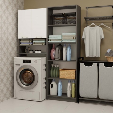 Szafka Łazienkowa na Pralkę POLA DK ANTRACYT BIEL Regał Słupek 180X64X30