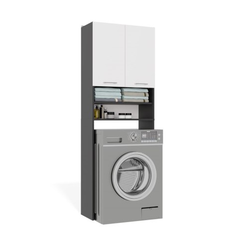 Szafka Łazienkowa na Pralkę POLA DK ANTRACYT BIEL Regał Słupek 180X64X30