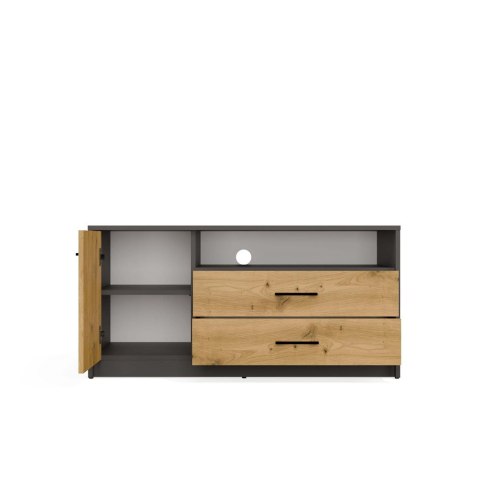 Szafka RTV SIMPLO 1D2S Stolik TV 2 Szuflady 1 Drzwi ANTRACYT DĄB ARTISAN
