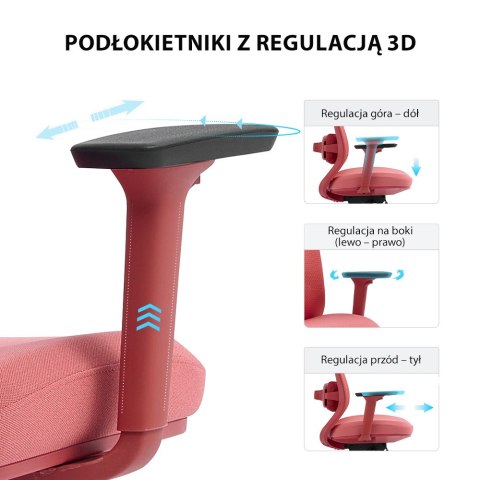 Fotel biurowy ergonomiczny ANGEL fizjO czerwony z funkcją masażu