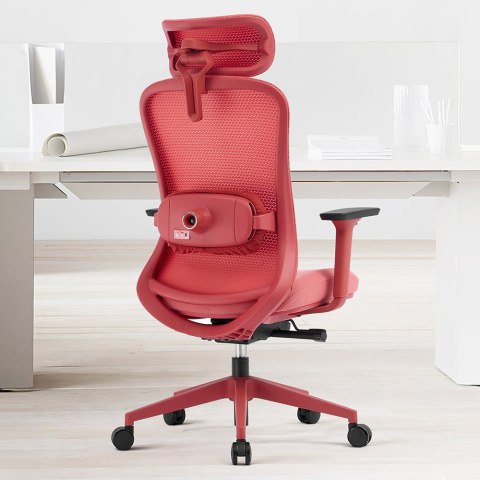 Fotel biurowy ergonomiczny ANGEL fizjO czerwony z funkcją masażu