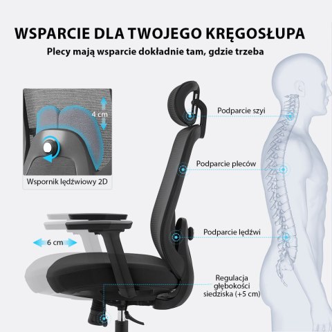 Fotel biurowy ergonomiczny ANGEL runO czarny