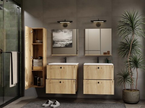 SZAFKA ŁAZIENKOWA WISZĄCA SŁUPEK REGAŁ TIGO 1D DĄB EVOKE RYFLOWANY FRONT