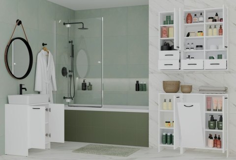 Szafka Łazienkowa NINA 2DUM BIAŁY 2 Drzwi Półki Regał Pod Umywalkę