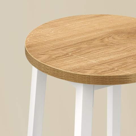 Taboret barowy - dąb / nogi białe