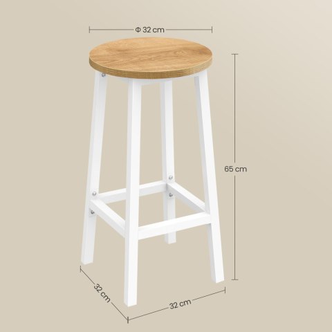 Taboret barowy - dąb / nogi białe