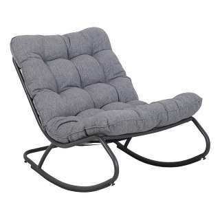 Fotel Bujany VIBE Ogrodowy z Poduszką Stalowy Czarny Szary 115 Cm