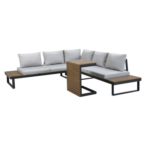 Zestaw Mebli Ogrodowych MARBELLA z Sofą Narożnikiem i Stolikiem SZARY