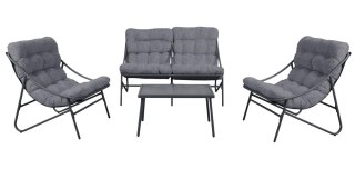 Zestaw Mebli Ogrodowych VIBE 4 Częściowy Fotele Sofa Stolik SZARY