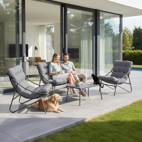 Zestaw Mebli Ogrodowych VIBE 4 Częściowy Fotele Sofa Stolik SZARY