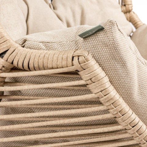 Fotel HOLAND Ogrodowy z Poduszką Rattanowy Stalowy 142 cm BEŻOWY