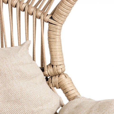 Fotel HOLAND Ogrodowy z Poduszką Rattanowy Stalowy 142 cm BEŻOWY